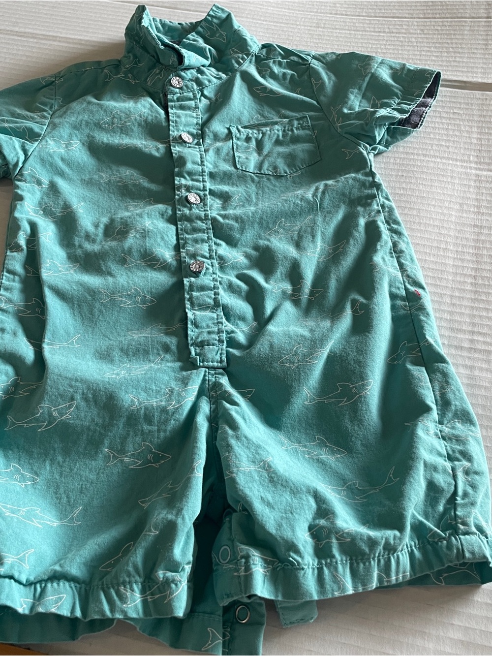 Free Planet Turquoise Shark Print Toddler Romper